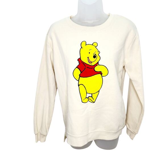 Disney Winnie The Pooh  Women's Cream Color Long Sleeve  Pullover Sweatshirt S - Picture 1 of 11